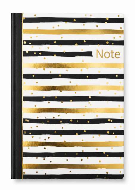 Stripes and Dots Notebook – A5 Hard Cover (Gold)