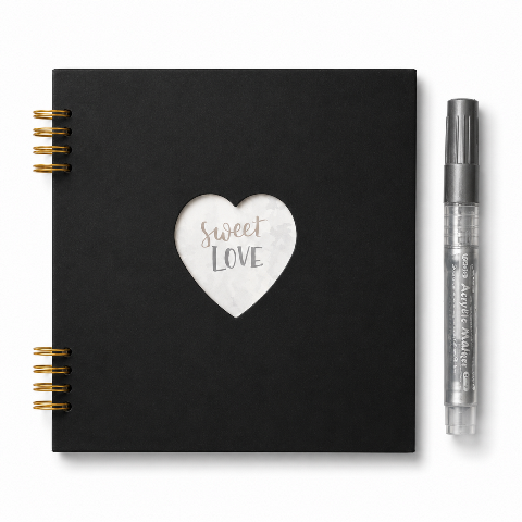 Sweet Love Scrapbook with Silver Pen – Hard Cover