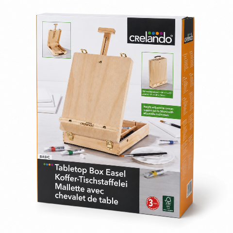 Wooden Table Top Easel Artist Art Storage Box
