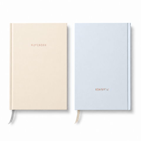 Two-Sided Notebook & Planner (Yellow & Blue) – A5 Hard Cover