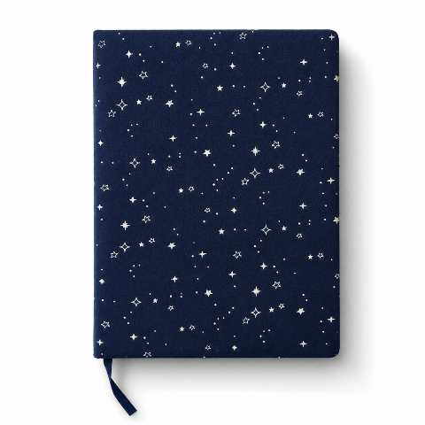Notebook velvet dark blue with silver stars – Hard Cover
