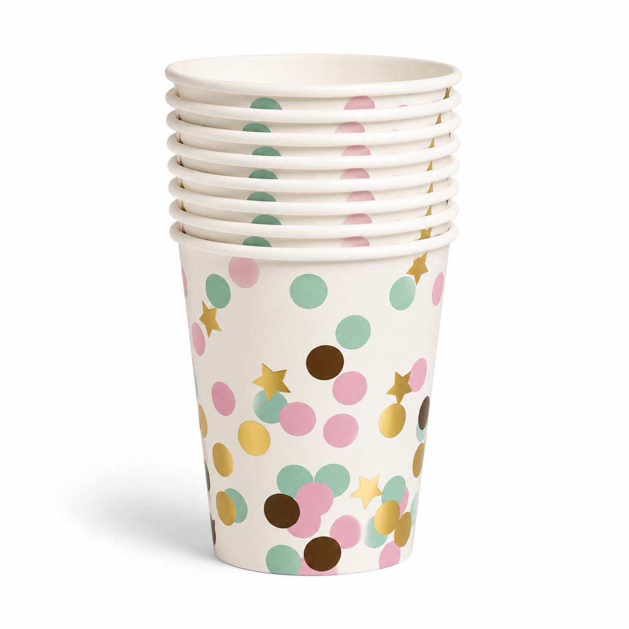 Multicolor Confetti Stars Paper Cups – Set of 10