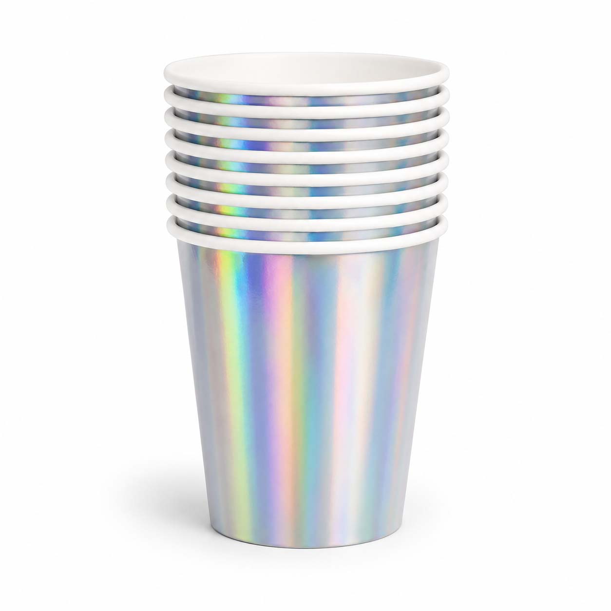 Iridescent Silver Paper Cups – Set of 10