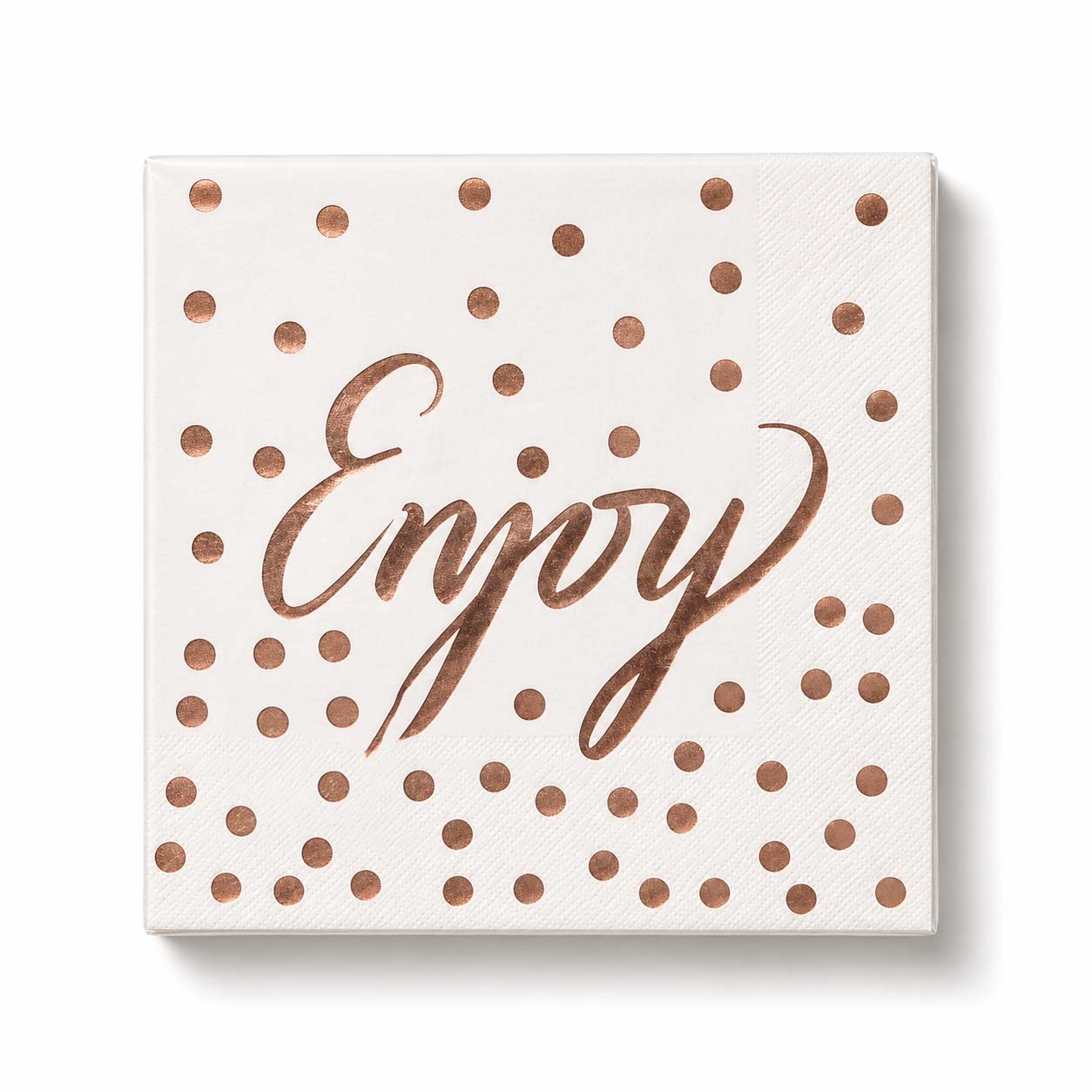 Enjoy White Napkins Rose Gold Foil Dots – Set of 12