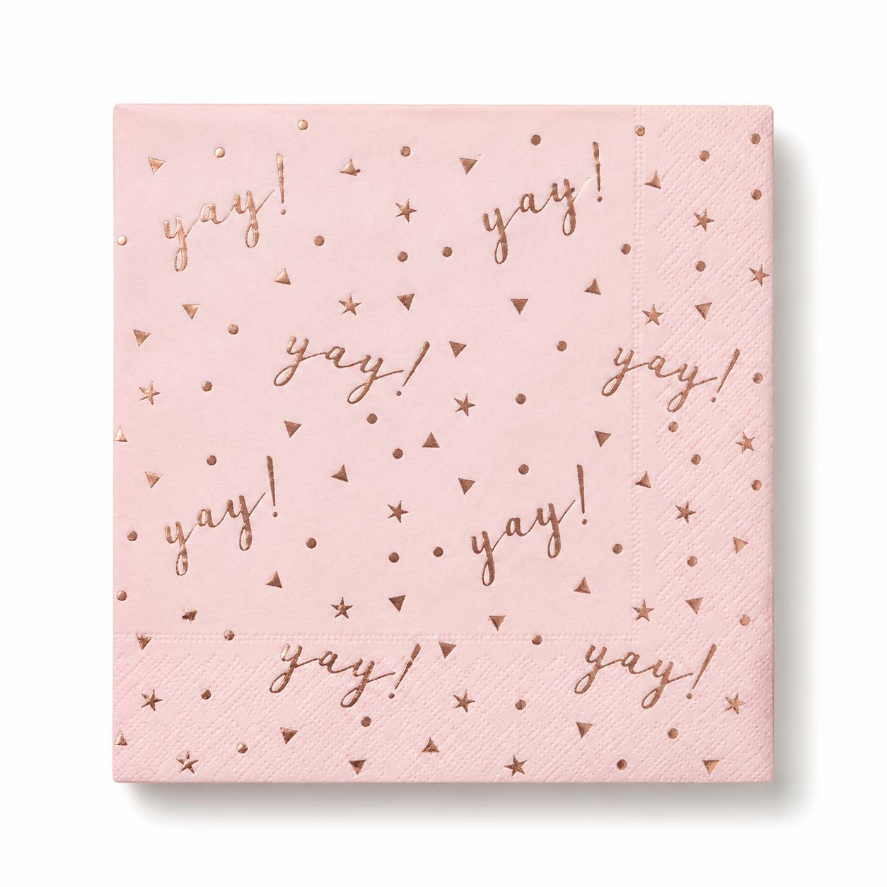 Pink and Rose Gold Napkins ‘Yay’ – Set of 12