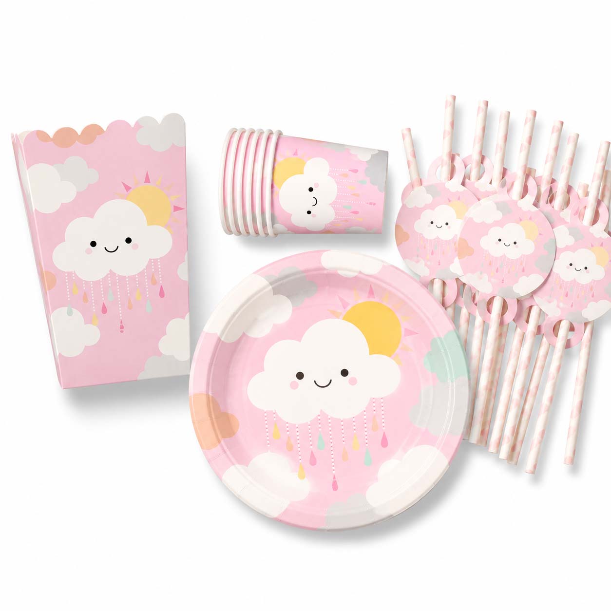 Pink Cloud Rain Party Kit – Set of 38