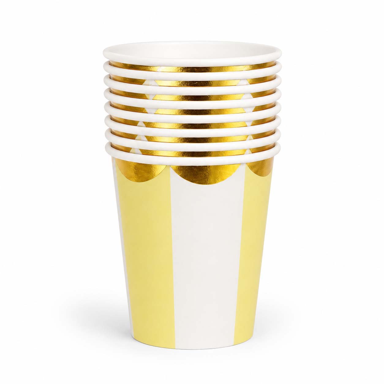 Yellow Striped Paper Cups – Set of 10