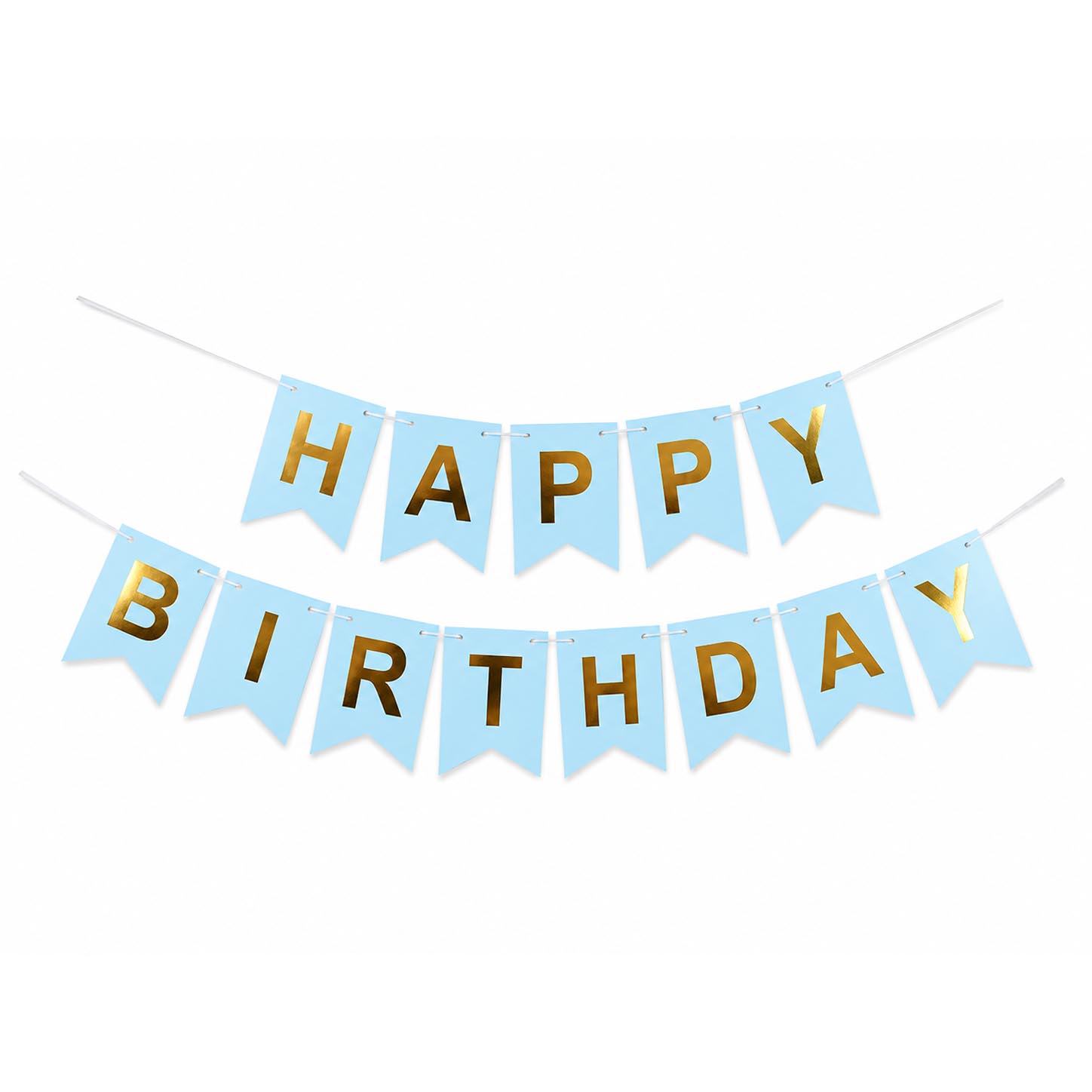 Happy Birthday Banner – Blue & Gold