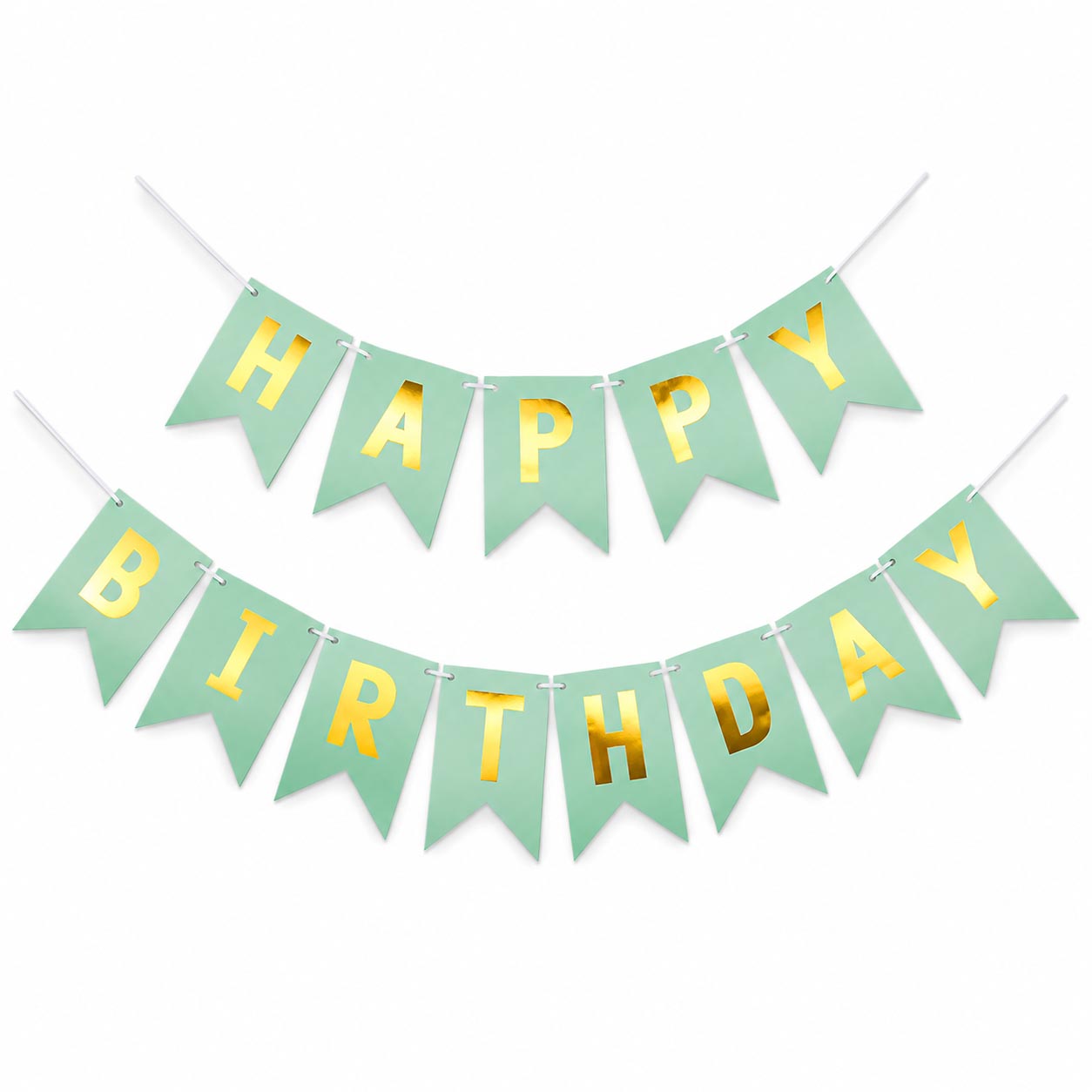 Happy Birthday Banner – Mint Green & Gold