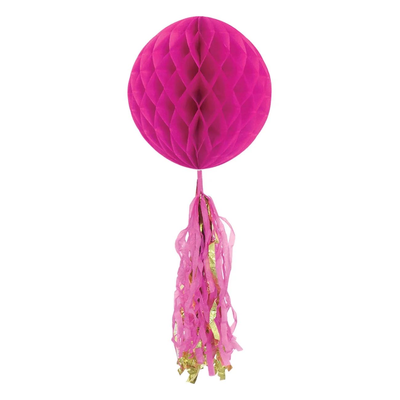 Fuchsia Honeycomb Ball with Tassel