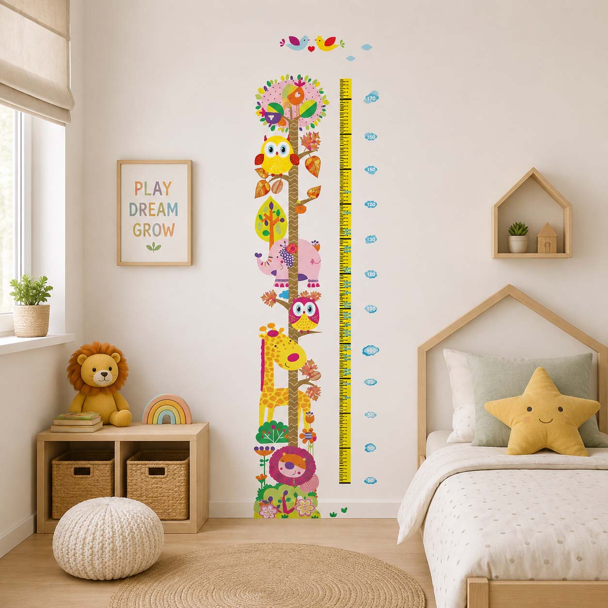 Kids Cartoon Graphic Print Height Measurement Wall Sticker