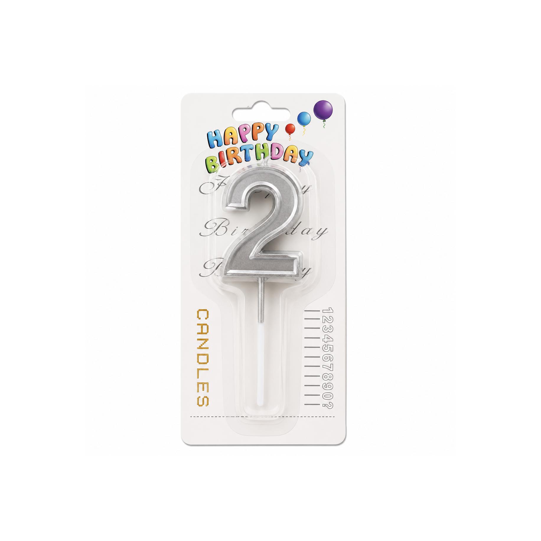 Silver Number 2 Birthday Candle
