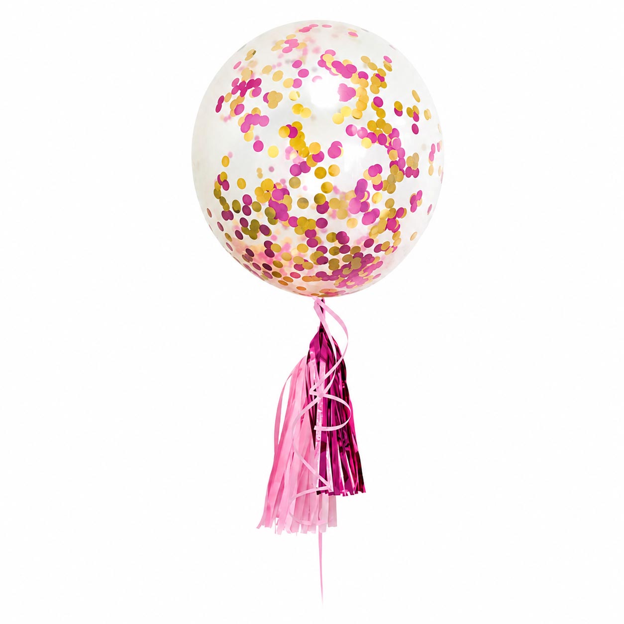 Transparent Balloon with Confetti and Tassel – Pink