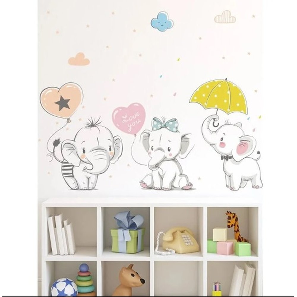 Kids Three Baby Elephants Wall Sticker