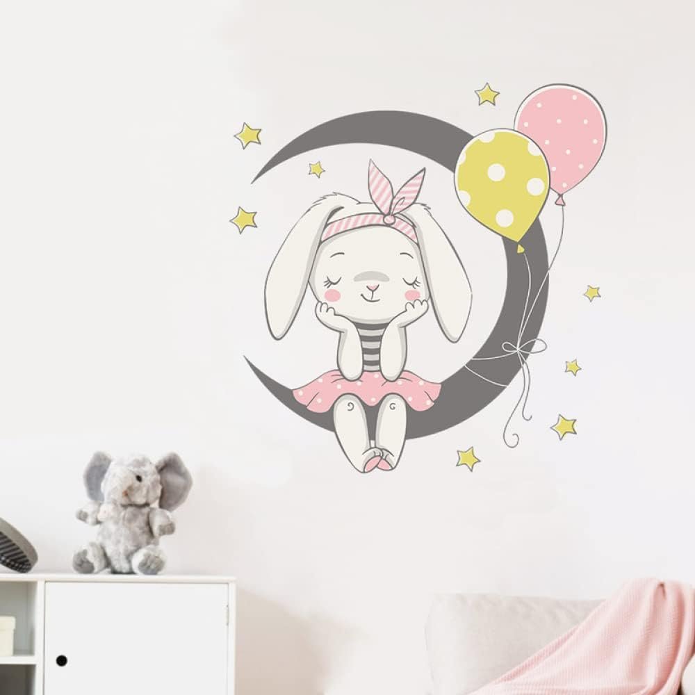 Kids Cartoon Moon Bunny Wall Sticker