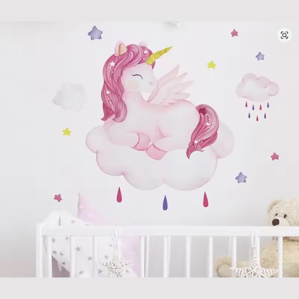 Kids Sleeping Unicorn on Cloud Wall Sticker